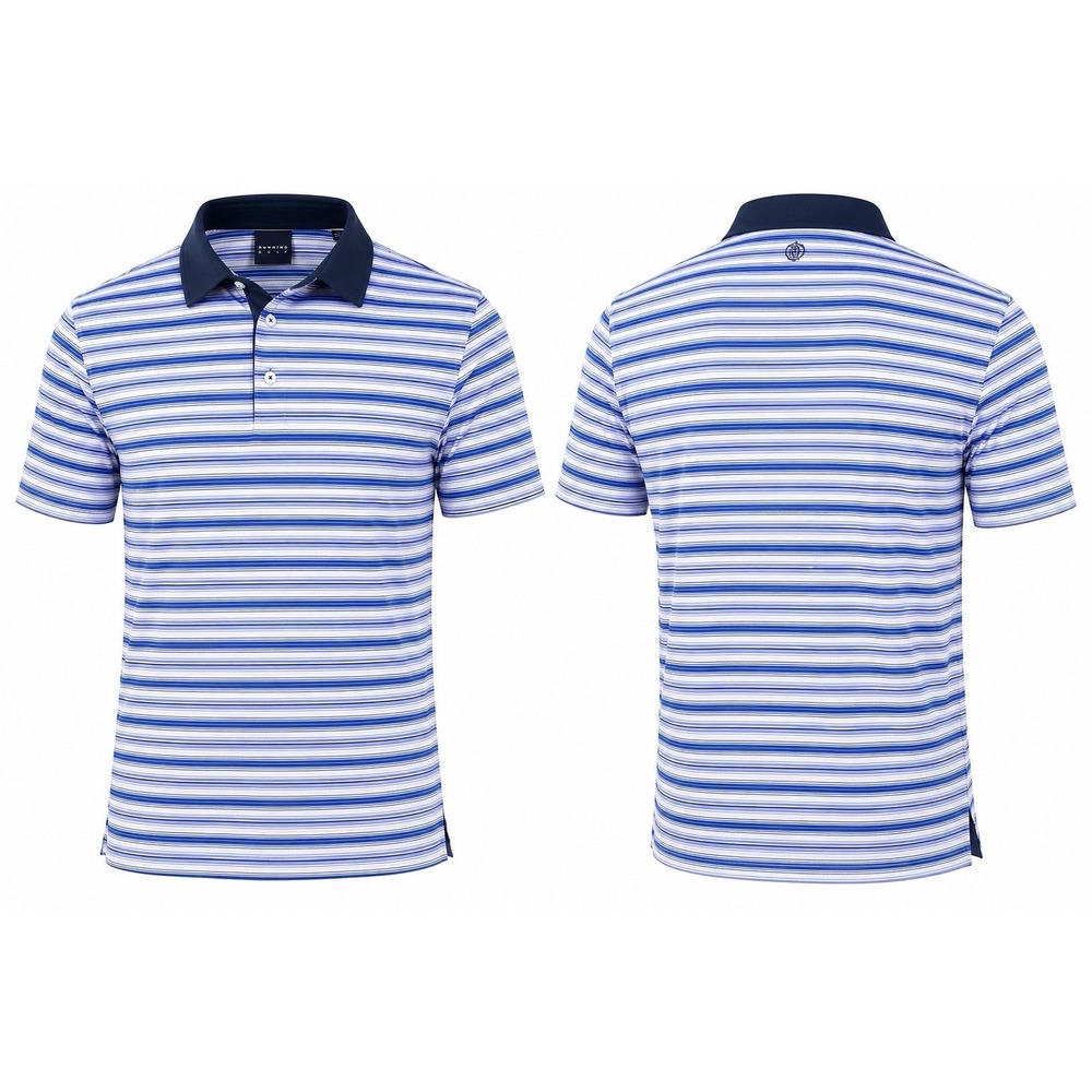 Dunning Golf SHIRT  Mens XL Polo S/S  Performance Stretch BLUE STRIPED